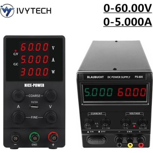 IVYTECH Adjustable lab Power Supply DC Switching Power Supplies 60V 5A Power Source Digital Voltage Regulated Current Stabilizer