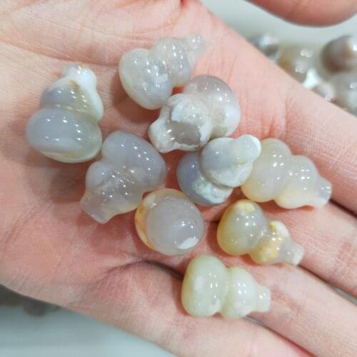 Natural Cherry Blossom Agate Gourd Jewelry Healing Polishing Stones Reiki Decoration Natural Quartz Crystals