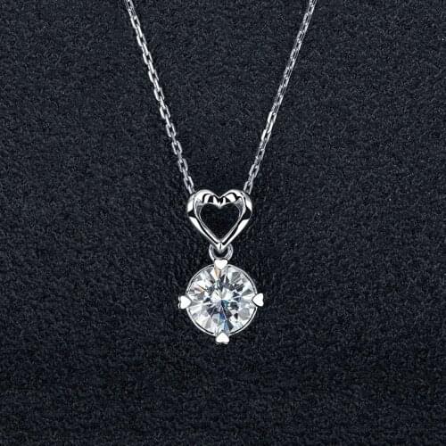 QTT New Love Heart Pendants Necklace 925 Sterling Silver Chain Round AAA Zircon Choker Necklace Jewelry Accessories For Women