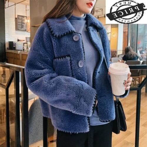 Real Fur Coat Female Autumn Winter Clothes 2021 Korean Vintage Short Sheep Shearing Jacket Women 100% Wool Tops 1031165