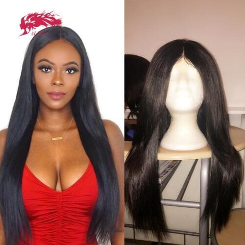 HD Transparent Lace Closure Wig Natural Color Pre-Plucked With Baby Hair Peruvian Straight Remy Hair 4x4/5x5 Lace Closure Wig