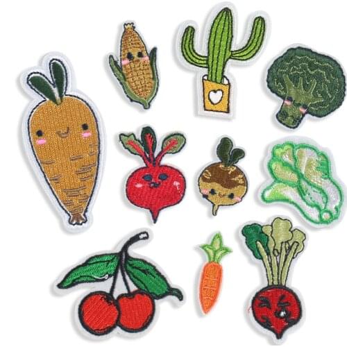 5PCS Cartoon Radish Cabbage Corn Cherry Patches Iron on Patch for Clothing Kids Girls Clothes Stickers DIY Sewing Accessories