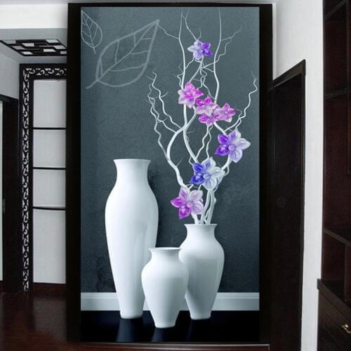 Custom 3D Photo Wallpaper Modern Fashion Simple Vase Flower Living Room Bedroom Entrance Hallway Backdrop Door Decor Wall Papers
