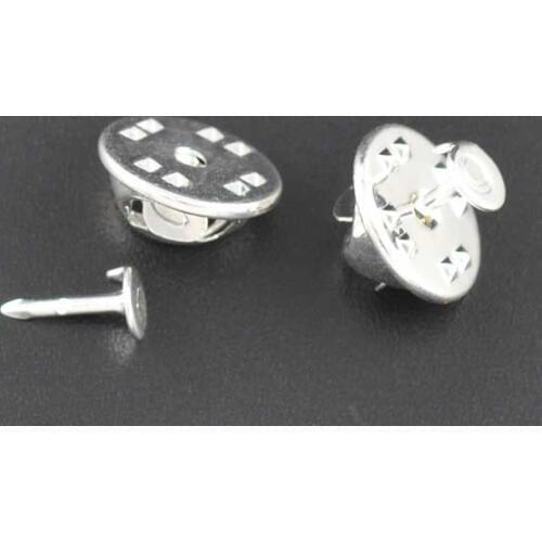 Silver Plated Tie Tac Pad &Tie Squeeze Clutch 11.5x6mm 8x1.2mm, sold per pack of 100 sets(B09036)
