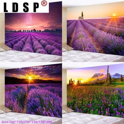 LDSP Purple Lavender Field Poster Tapestry Wall Hanging Wall Covering Rugs Background Cloth Beach Mat Blanket Art Home Decor