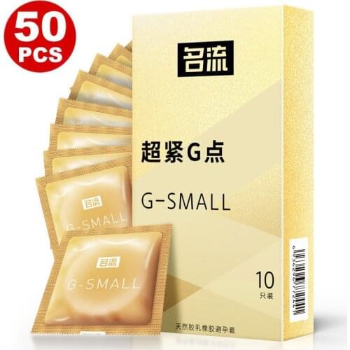 50pcs 45mm Small Size Condoms Men Ultra-Small G Particles-Stimulation Thin Durable Male Delay Lasting Safe Contraception Product