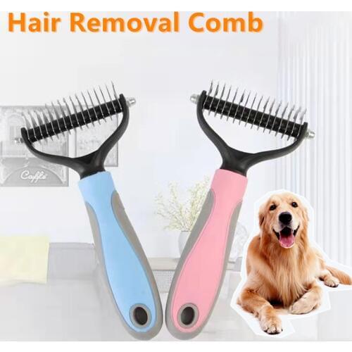 Hair Removal Comb for Dogs Cat Detangler Fur Trimming Dematting Deshedding Brush Grooming Tool For matted Long Hair Curly Pet