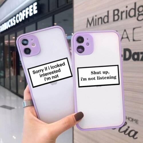 Funny letter Quotes Text Art design luxury Phone Cases matte transparent For iphone 7 8 11 12 plus mini x xs xr pro max cover