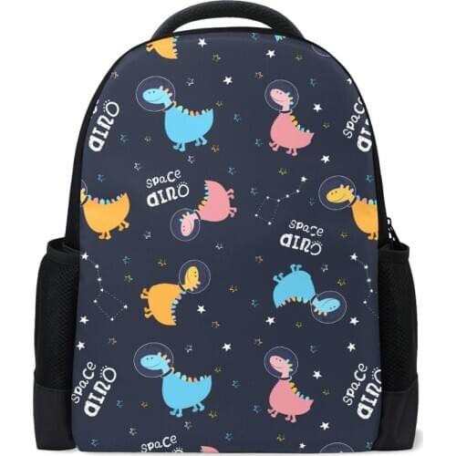 New school bags for teenage girls schoolbag children backpacks Dinosaurs in space print Polyester school backpack kids bag pack