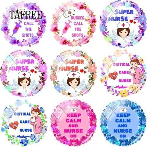 TAFREE Super Nurse 25 mm DIY Clip Art Picture Glass Cabochon Dome Flatback Camo Charms For Keychain Necklace Jewelry Findings