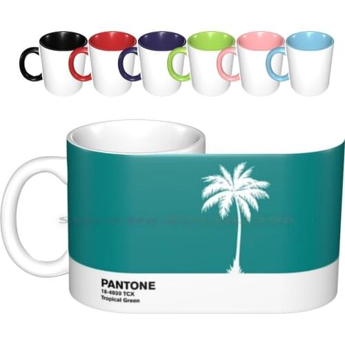 Tropical Green Pantone Ceramic Mugs Coffee Cups Milk Tea Mug Color Colored Colorful Colour Coloured Colourful Cover Decorative