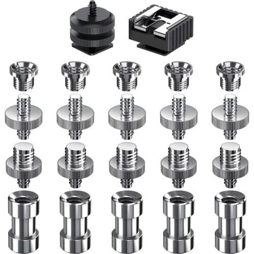 Camera Screw, 22 Pcs 1/4 Inch and 3/8 Inch Converter Threaded Screws Adapter Mount Camera Hot Shoe Mount to 1/4 Set for Camera/T