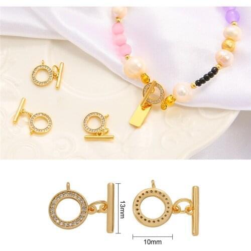 18K Gold Plated Bracelet clasp Brass Copper Toogle Clasp With Zircon Rhinestone for Bracelet DIY Jewelry Findings Making