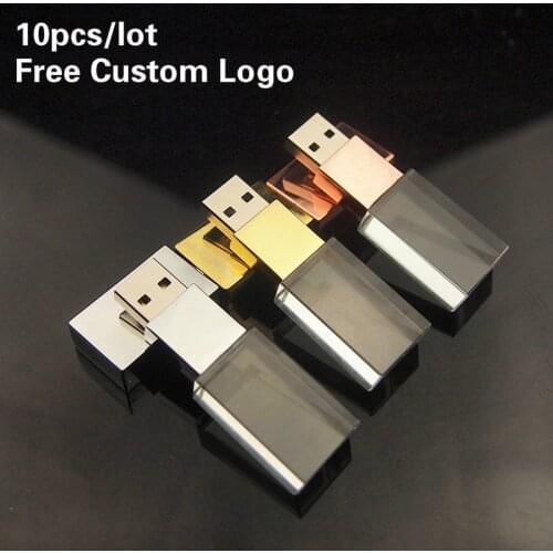 10pcs/lot Rose Gold Crystal USB Flash Drive 4gb 8g Usb 2.0 Stick Pendrive Free Custom Logo Flash Disk Photography Gift 32gb 64gb