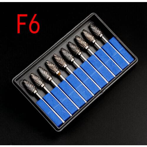 10pcs Dental Lab Polisher Drills Assorted Tungsten Steel Carbide Burs F06 2.35MM