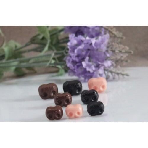 100pcs/lot 6x8mm/8x10mm/10x12mm smooth stem plastic toy nose animal nose no washer --black/brown/flesh color