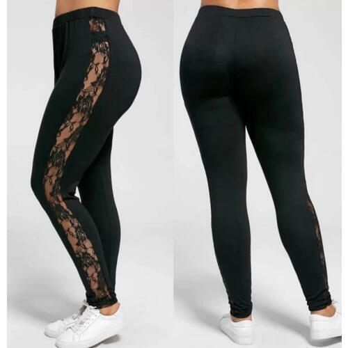 2017 Fashion Women Ladies High Waist Lace Fitness Leggings Pants Stretch Sportwear Trousers Plus Size