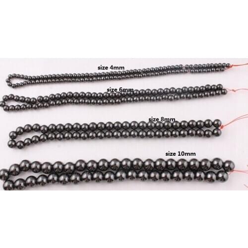 4 6 8 10 MM gdf2 Stone Black Gold Colorful ball Hematite crystal Beads bracelet necklace diy Jewelry Making