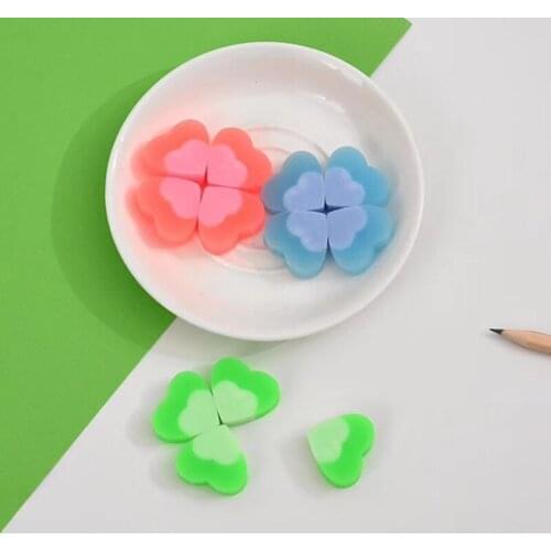 4pcs/set Unconventional Lucky clover Erasers Rubber School Student Gift Stationery