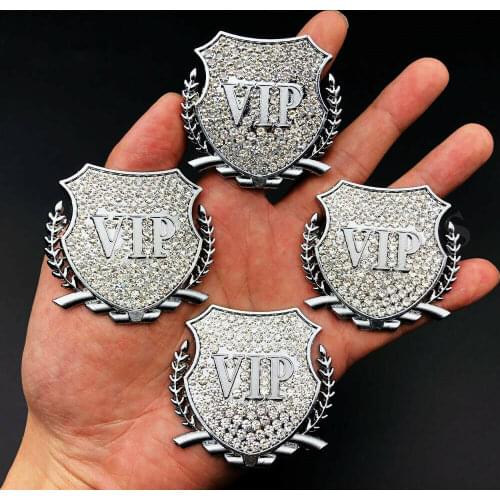 4x Metal Chrome Diamond VIP Luxury JDM JP Car Window Emblem Badge Decal Sticker