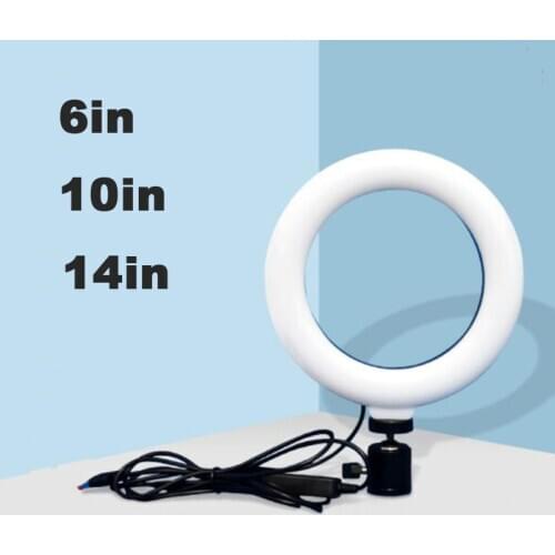 6in 16cm 10in 26cm 14in LED Fill Light Camera Photo Studio Phone Video Selfie Beauty Fill Light Ring Photography Tripod Lamp