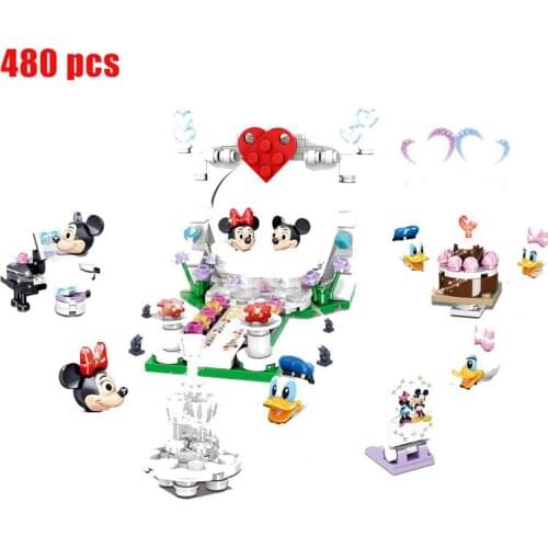 8pcs/set new 480 pcs small building block toy Disney Mickey Minnie duck wedding scene model building block girl boy toy gift
