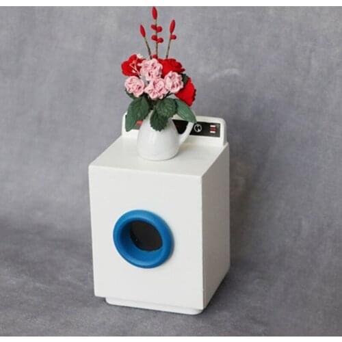 A05-X014 children Toy 1:12 Dollhouse mini Furniture Miniature rement Doll accessories wooden vintage drum washing machine 1pcs