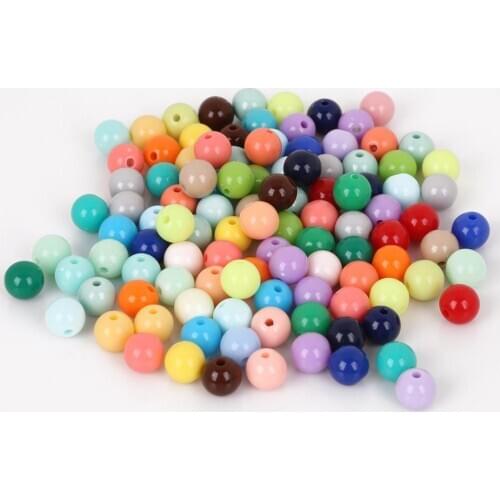 Wholesale 100pcs/lot 8mm Acrylic Round Ball Spacer Beads For Necklace Diy Jewelry Making Accessories Kids Handicrafts Materials