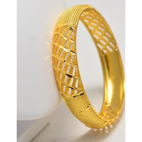 Annayoyo Golden Bracelets for Women Dubai Bride Wedding Jewelry Bracelet Men Middle East African gifts Adjustable size 1pieces