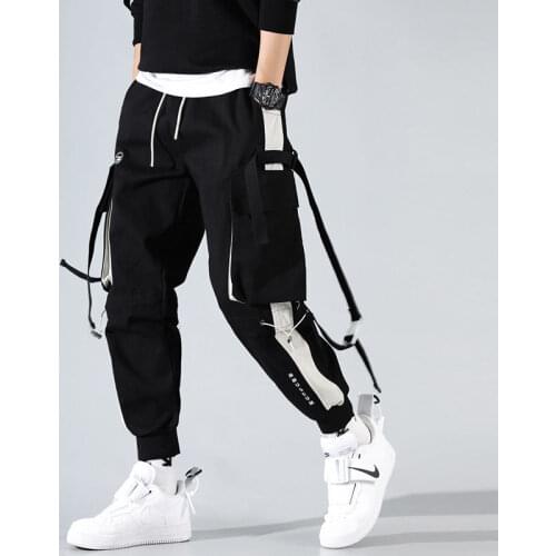 Fashion Mens Cargo Pants Hip Hop Trend Streetwear Jogging Pants Men Casual Elastic Waist Men Clothing 95%Cotton Trousers Men