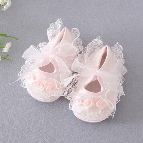 Princess Party Lace Floral Soft Sole Crib Shoes Newborn Baby Girl Shoes Anti-slip Sneaker Prewalker Toddler Kid 0-12M