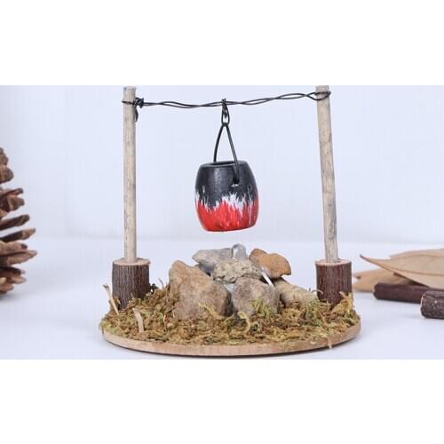 Hot DIY Dollhouse Miniature Outdoor Garden Scene Villa Garden Hanging Stove Doll House Accessories