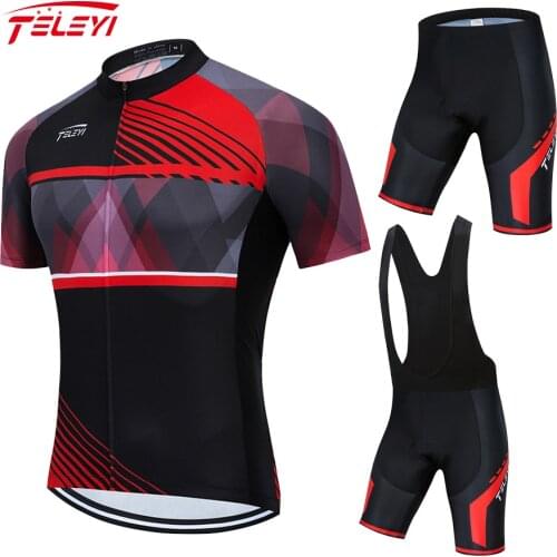 2021 Teleyi Team Cycling Jersey Set Summer Men Cycling Clothing Racing Bicycle Clothes Breathable Mountain Bike Jersey Suit#21