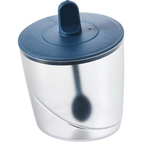 Salt Storage Box Kitchen Organizer Spice Condiment Seasoning Box Combination Spoon & Lid Design Spice Jar With Bamboo Lid