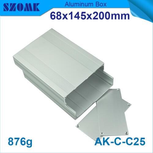 10pcs/lot aluminium extrusion housing in silver color junction case for diy pcb borad 68*145*200mm