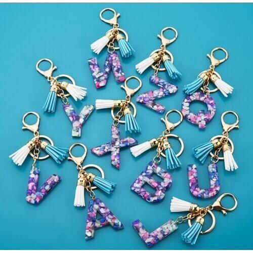 MINHIN Cute 26 Letter Pendant Key A To Z Chain For Women Men Acrylic Keychain Holder Luxury Key Ring Charm Bag Accessories Gift