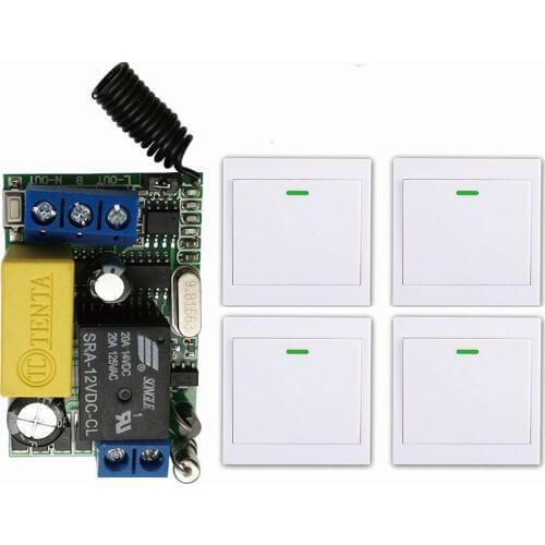 Mini Size 220V 1CH 1CH 10A Wireless Remote Control Switch System Receiver+Wall Panel Remote Transmitter Sticky Remote 315/433.92