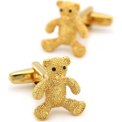 Mens Teddy Bear Cuff Link Copper Material Golden Color