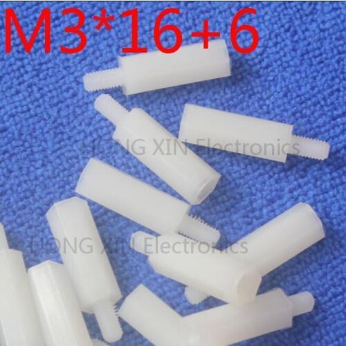 M3*16+6 white 1pcs 16mm Nylon Standoff Spacer Standard M3 Male-Female Standoff Kit Repair Set High Quality PC tool