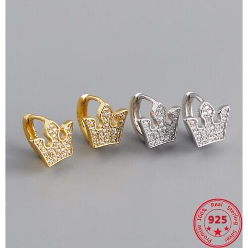 2020 New Design 925 Pure Silver Earrings Crown Design Inlaid With Zircon Light Luxury Fashion Ear Accessories