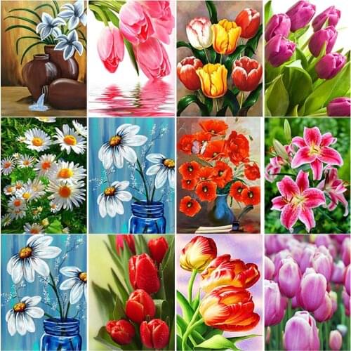 New 5D DIY Diamond Painting Flower Diamond Embroidery Lily Scenery Cross Stitch Full Square Round Drill Crafts Home Decor Gift