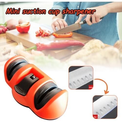 Knife Sharpener With Non-Slip Suction Cup 2 Stage Mini Manual Knife Sharpener Polish Blades Quickly Kitchen Tools