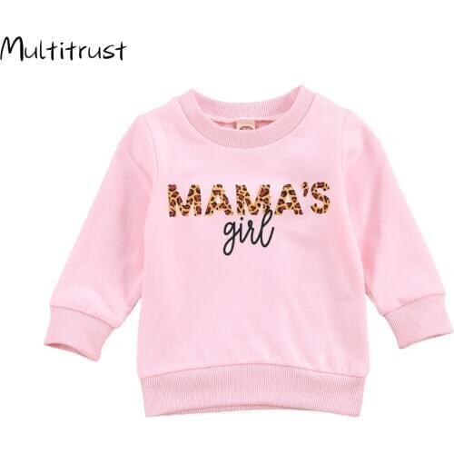 0-3Y Autumn Baby Girls Sweatshirts Letter Print Leopard Print Long Sleeve Pullover Cotton Tops Outfits 3 Colors