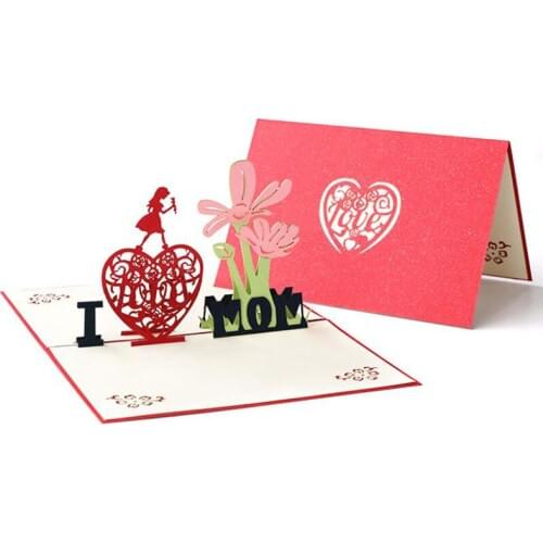 3pcs/set or 10pcs/ser Mothers Day Card Hollow Heart Mother Festival Postcard Invitation Greeting Card Festival Gift