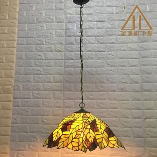 Tiffany Pendant Lights Flower Led Stained Glass Pendant Lamp Suspension Luminaire Color Glass Living Room Hang Lamp luminaire