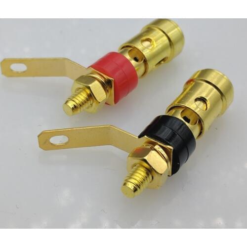 Gold-plated Press type spring terminal 2.5mm thread hole Quick binding post 2pcs/lot
