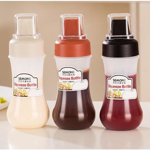 Practical 350ml Good Salad Ketchup Dressing Squeeze Jar 3 Colors Sauce Container Food Grade for Household
