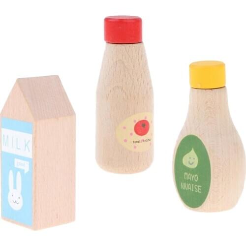 Condiments Tomato Ketchup Mayonnaise Bottle Wooden Pretend Toys