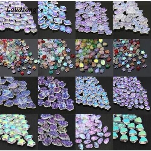 Transparent Mix Colorful Glass Crystal Beads Heate/Star/Leaf/Petal Pendant For Jewelry Necklace Making Findings DIY Supplies
