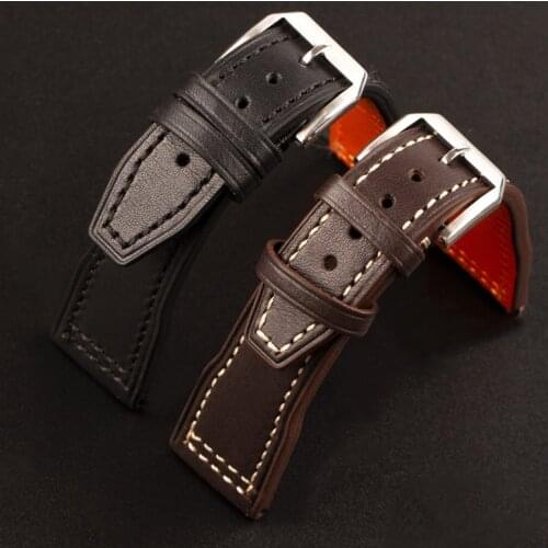 Brown Black Handmade Leather Watchband 20MM 21MM 22MM Suitable For IWC Pilot Italian First layer Cowhide Bracelet, Male Bracelet